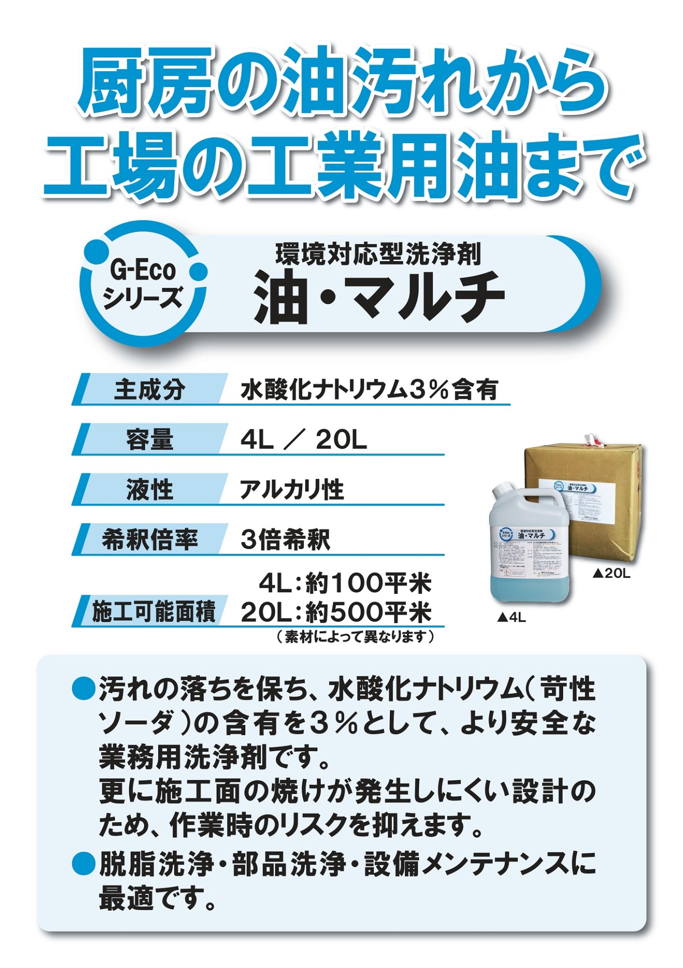 G-Ecoシリーズ環境対応型洗浄剤油・マルチ